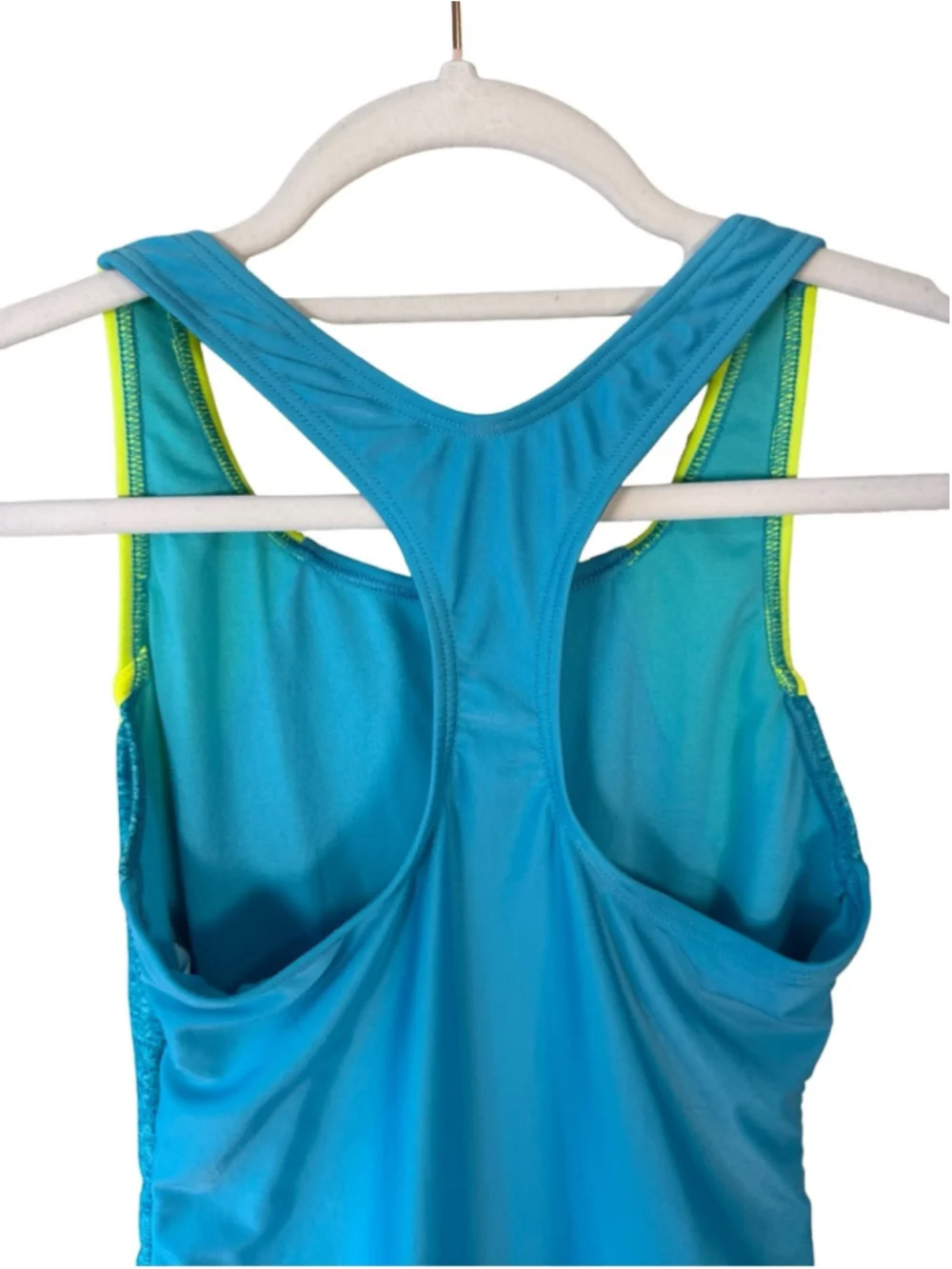 Speedo Teal with Neon Yellow Athletic One-Piece Swimsuit Size XL Beach Vacation
